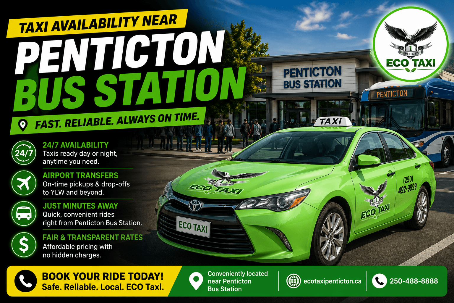 Taxi availability near Penticton bus station